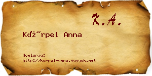 Körpel Anna névjegykártya